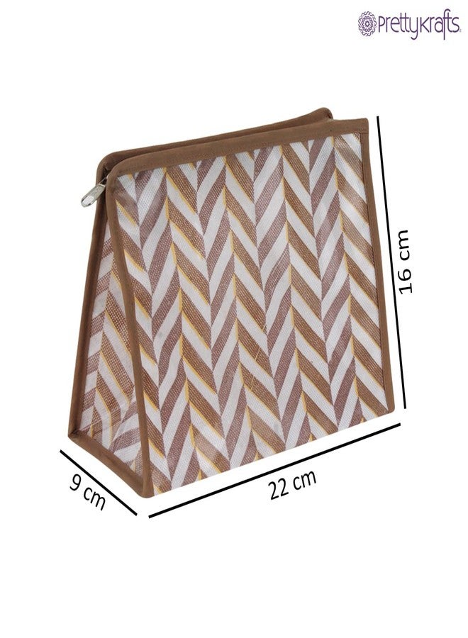 PrettyKrafts Polyester Compact Plastic Shaving Kit, Makeup Kit Pouch, Organizer for Men and Women (Pack of 3) - Beige - Image 4